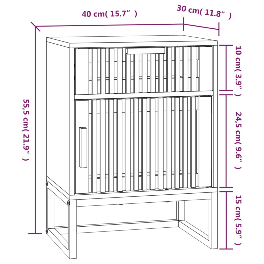 Tables de chevet 2pcs blanc 40x30x55,5cm bois ingénierie et fer - XIOS