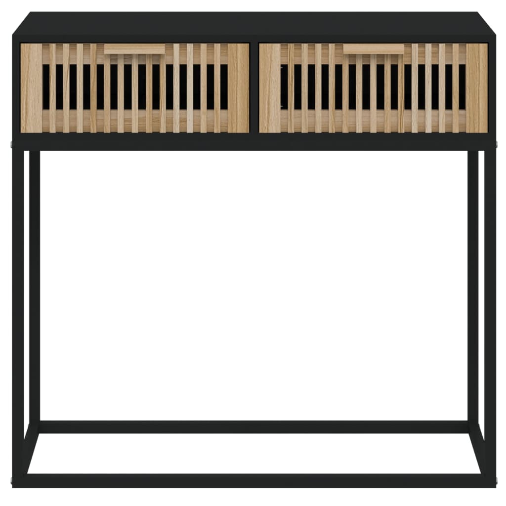 Table console noir 80x30x75 cm bois d'ingénierie et fer - XIOS