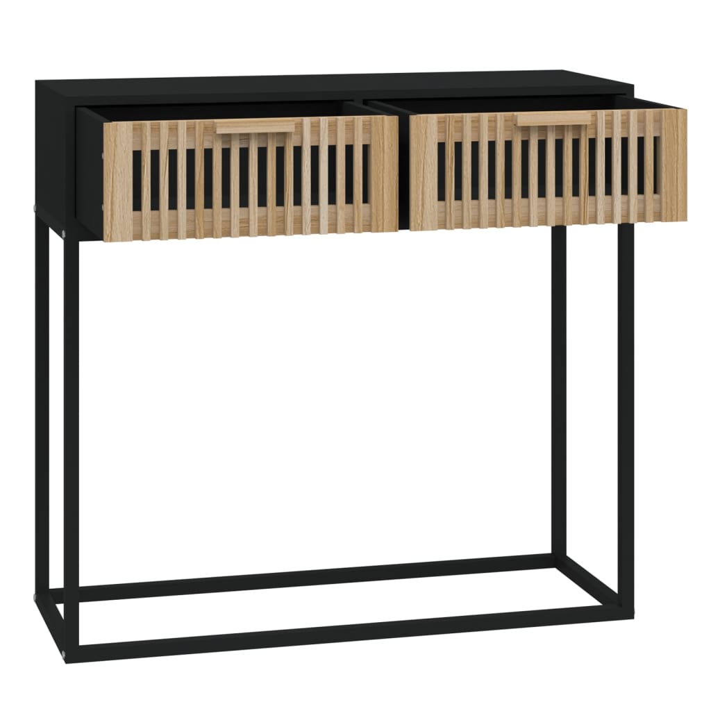 Table console noir 80x30x75 cm bois d'ingénierie et fer - XIOS