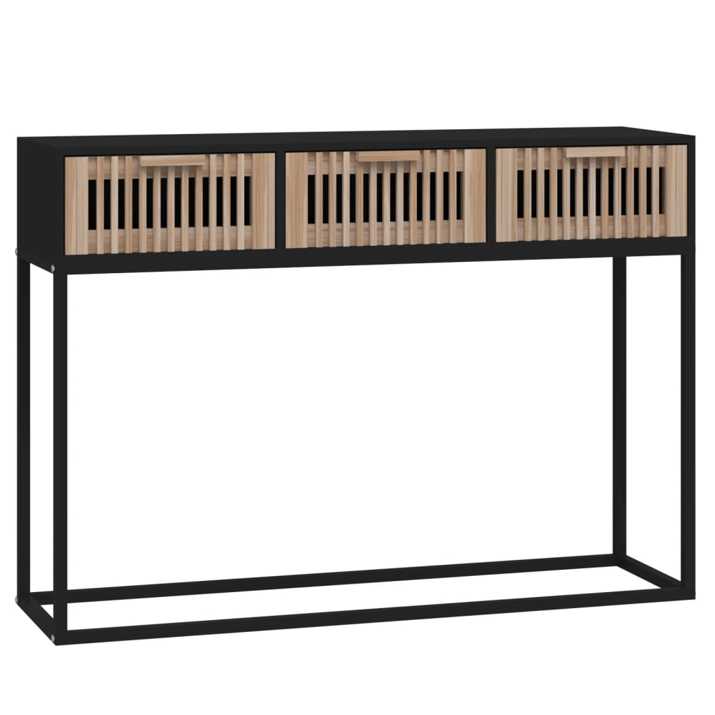Table console noir 105x30x75 cm bois d'ingénierie et fer - XIOS