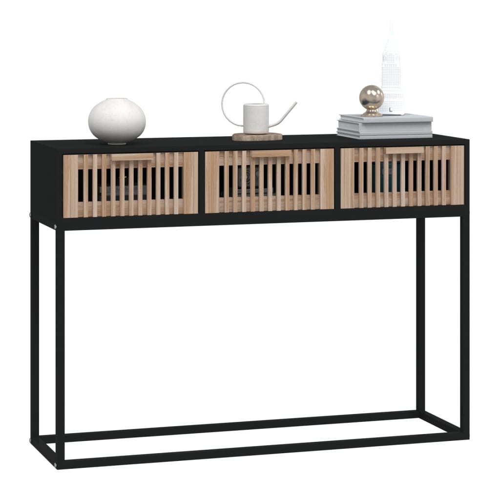 Table console noir 105x30x75 cm bois d'ingénierie et fer - XIOS