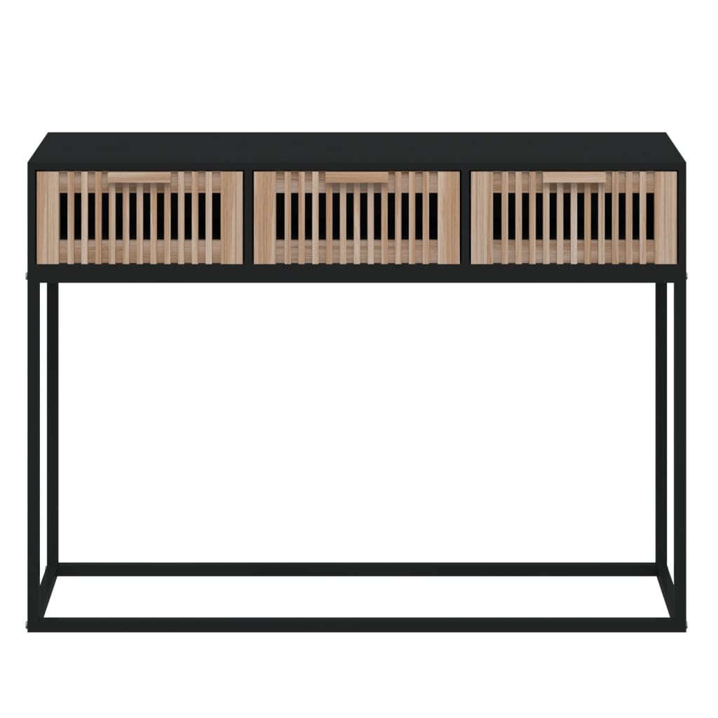Table console noir 105x30x75 cm bois d'ingénierie et fer - XIOS