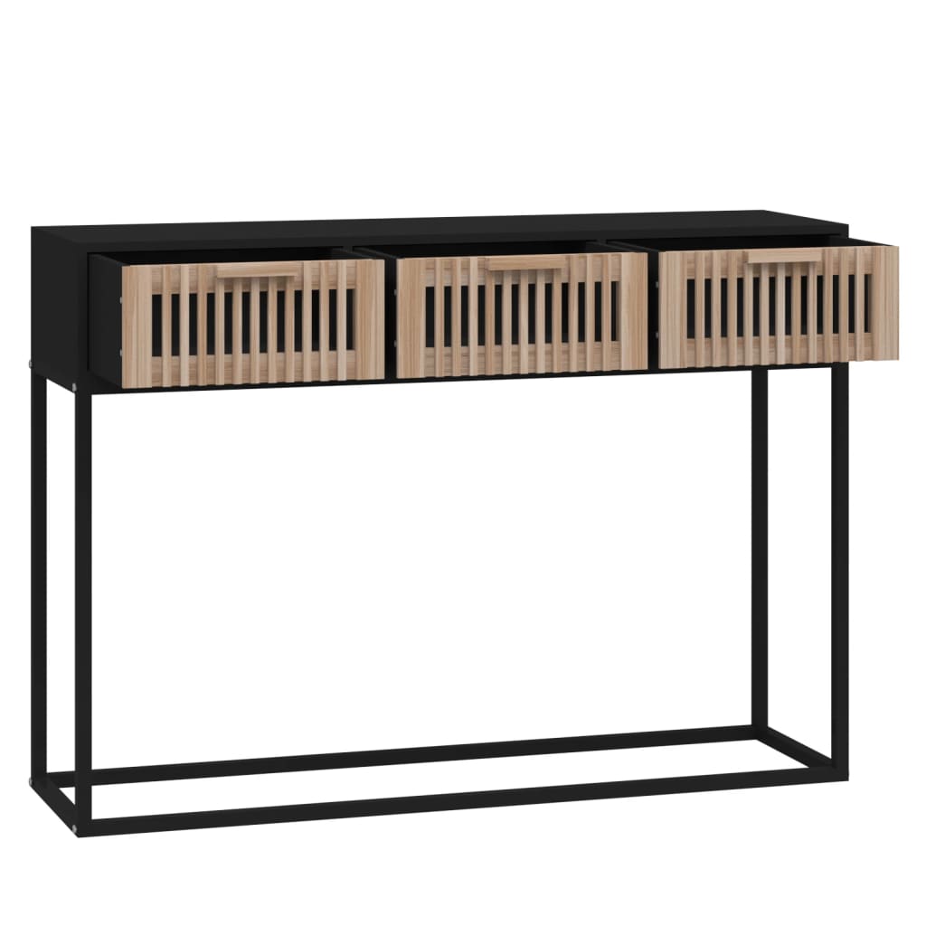 Table console noir 105x30x75 cm bois d'ingénierie et fer - XIOS