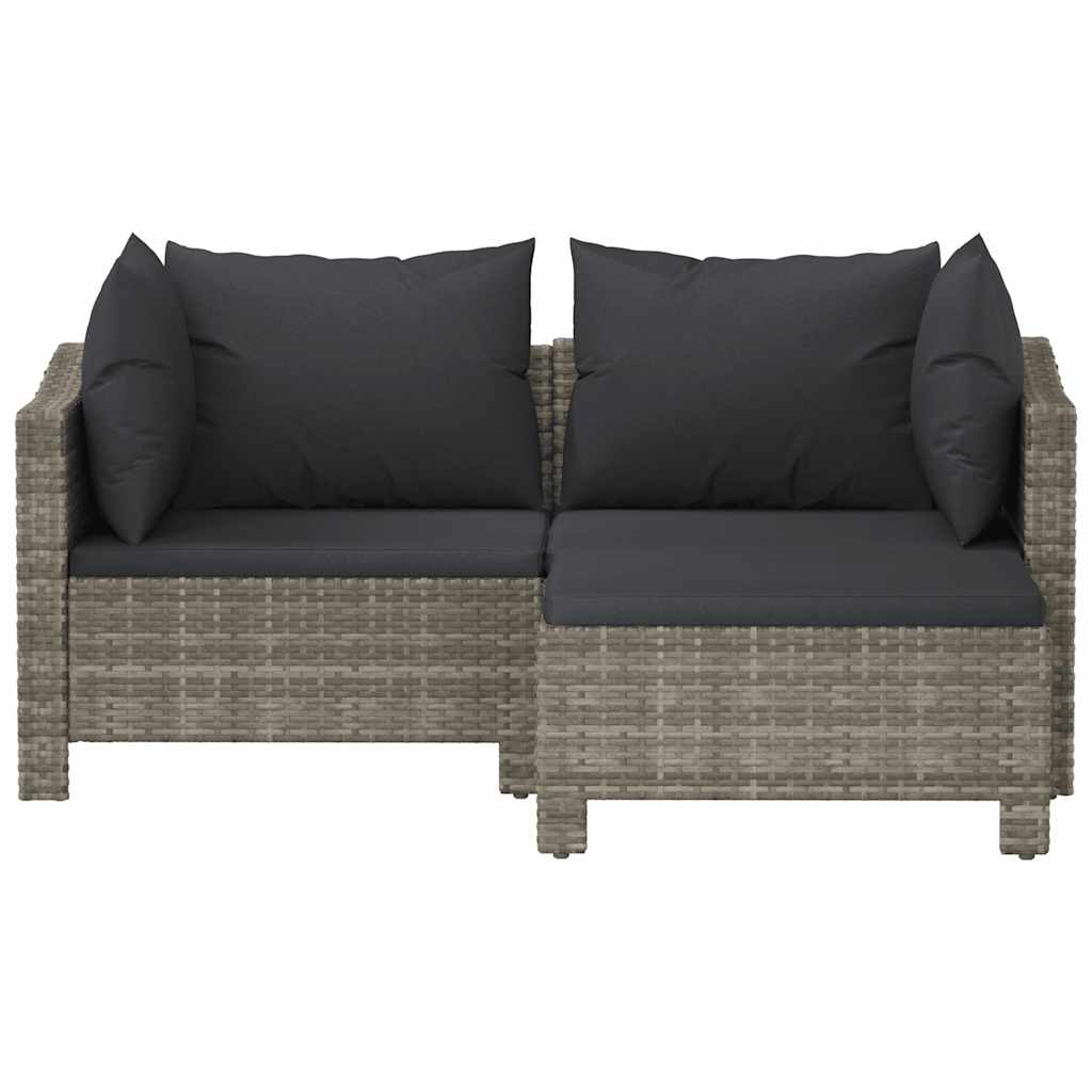 Salon de jardin 3 pcs avec coussins Gris Résine tressée - XIOS