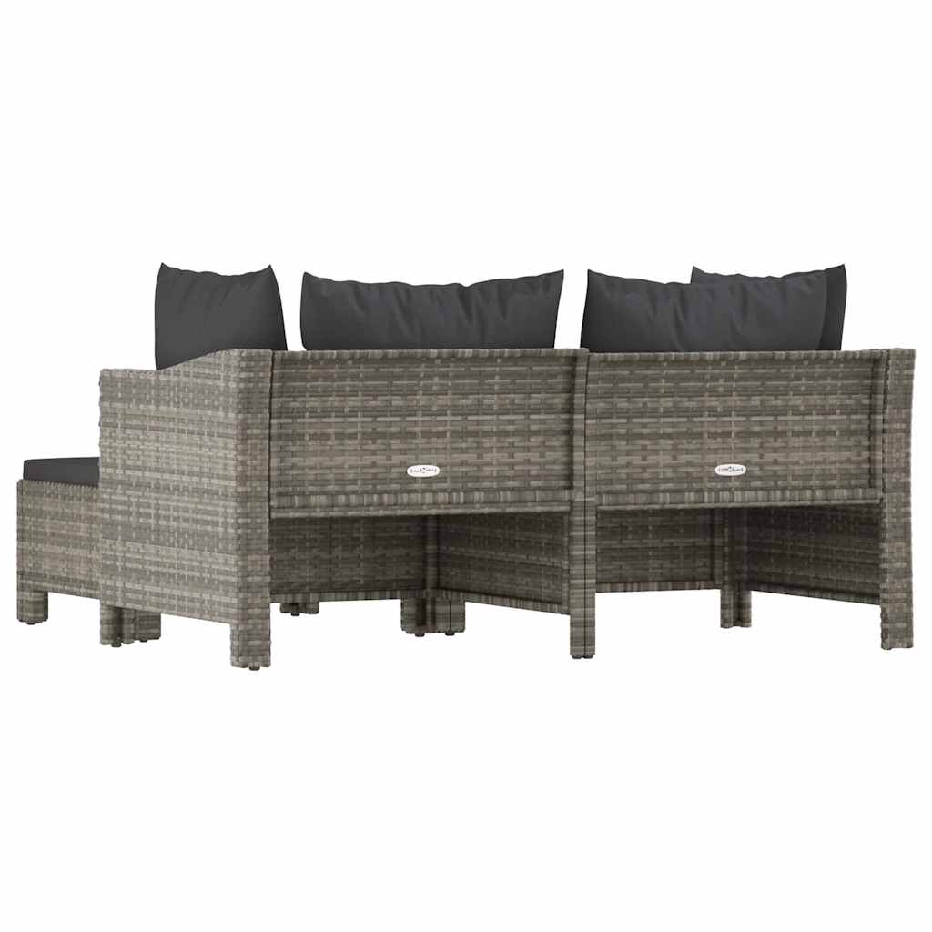Salon de jardin 3 pcs avec coussins Gris Résine tressée - XIOS
