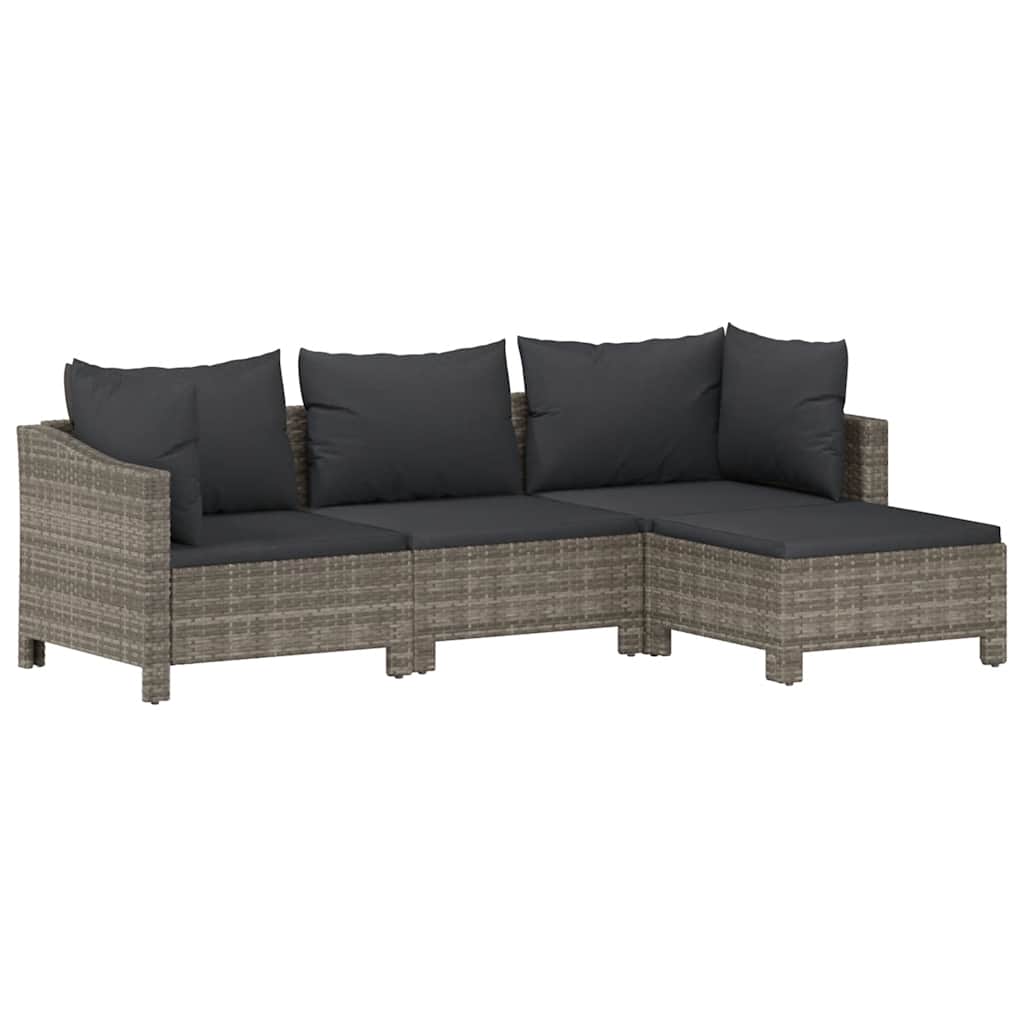 Salon de jardin 4 pcs avec coussins Gris Résine tressée - XIOS