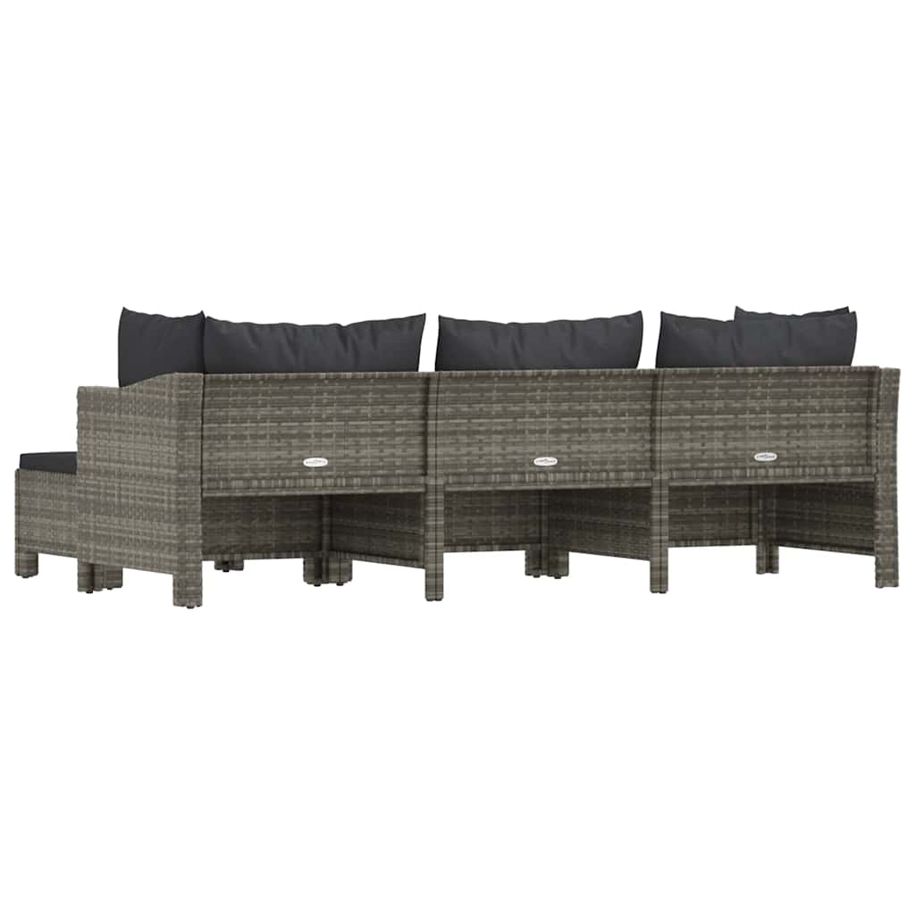 Salon de jardin 4 pcs avec coussins Gris Résine tressée - XIOS