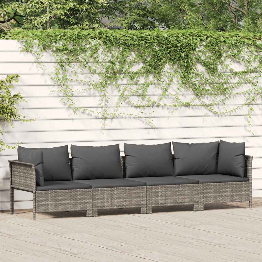 Salon de jardin 4 pièces avec coussins en polyrotin gris - XIOS