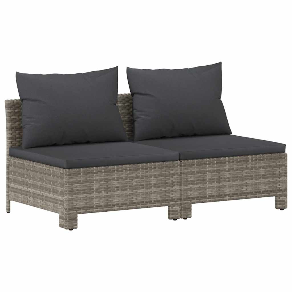 Canapé de jardin 2 places avec coussins Gris Résine tressée - XIOS