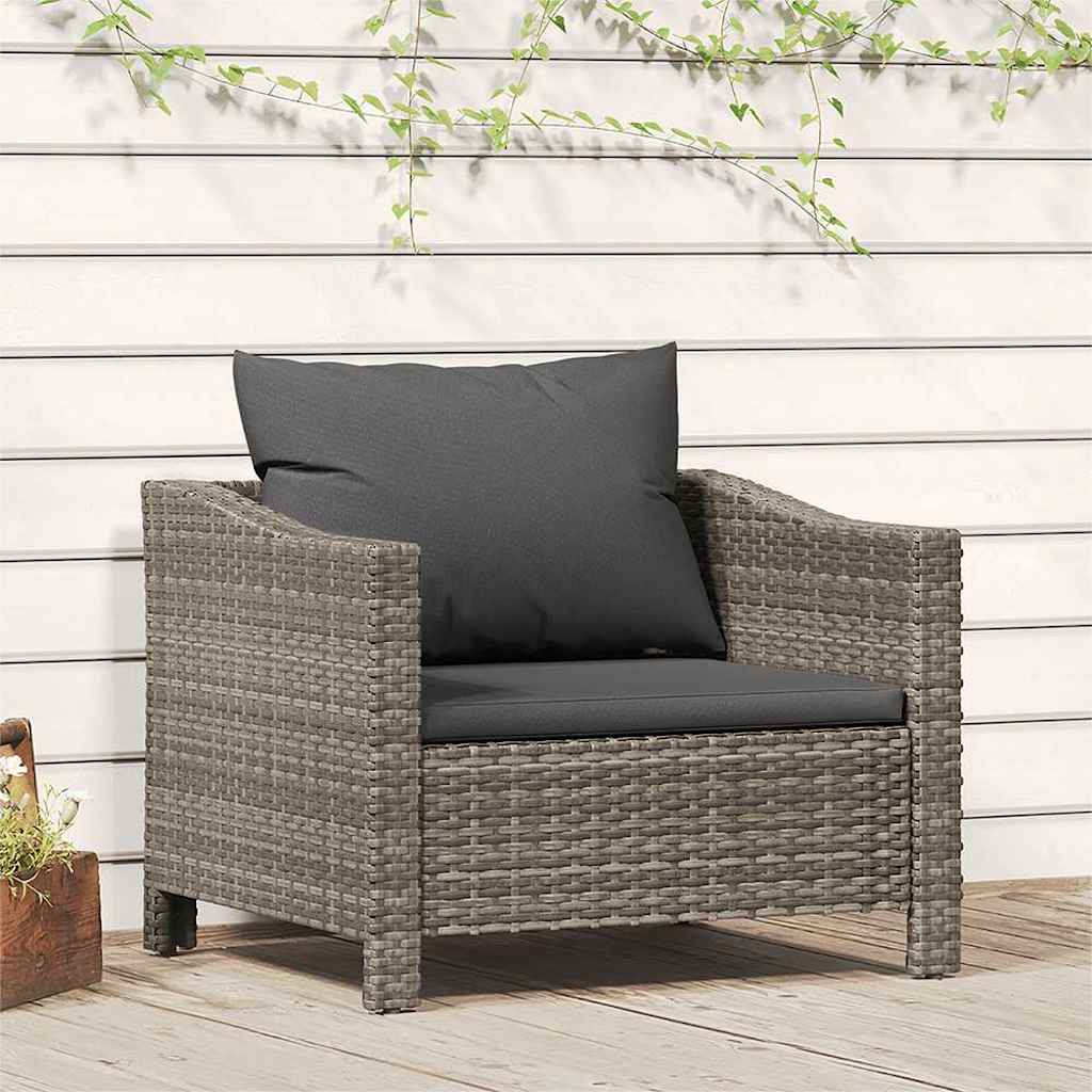 Fauteuil de jardin avec coussin en polyrotin gris - XIOS