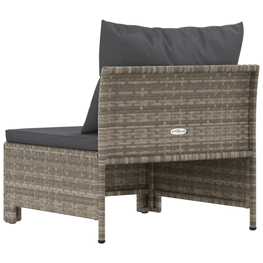 Canapé de jardin central avec coussin en polyrotin gris - XIOS