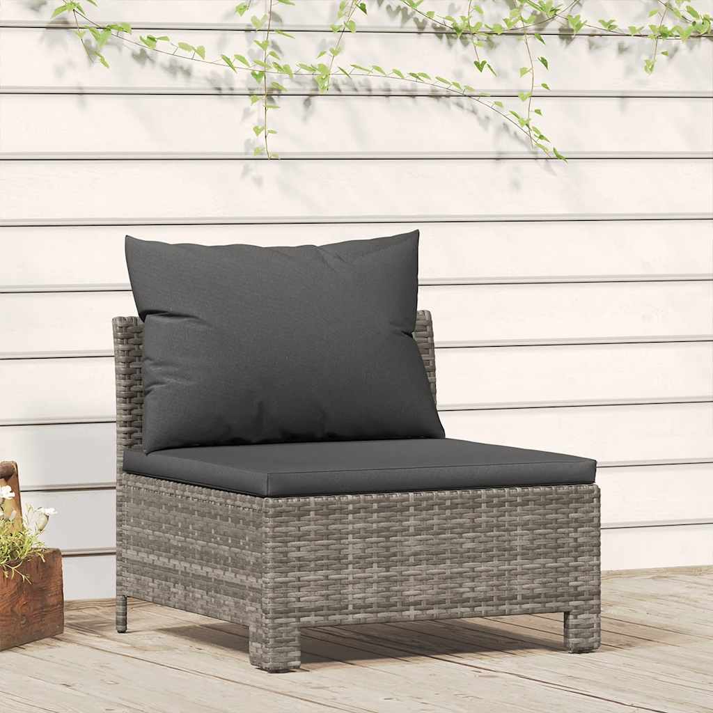 Canapé de jardin central avec coussin en polyrotin gris - XIOS