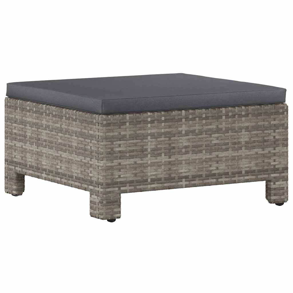 Repose-pieds de jardin avec coussin en polyrotin gris - XIOS