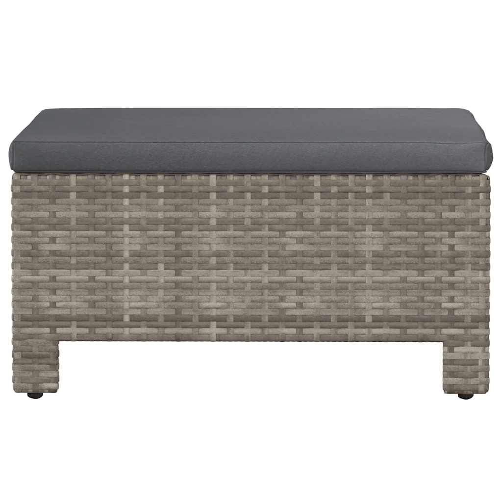 Repose-pieds de jardin avec coussin en polyrotin gris - XIOS