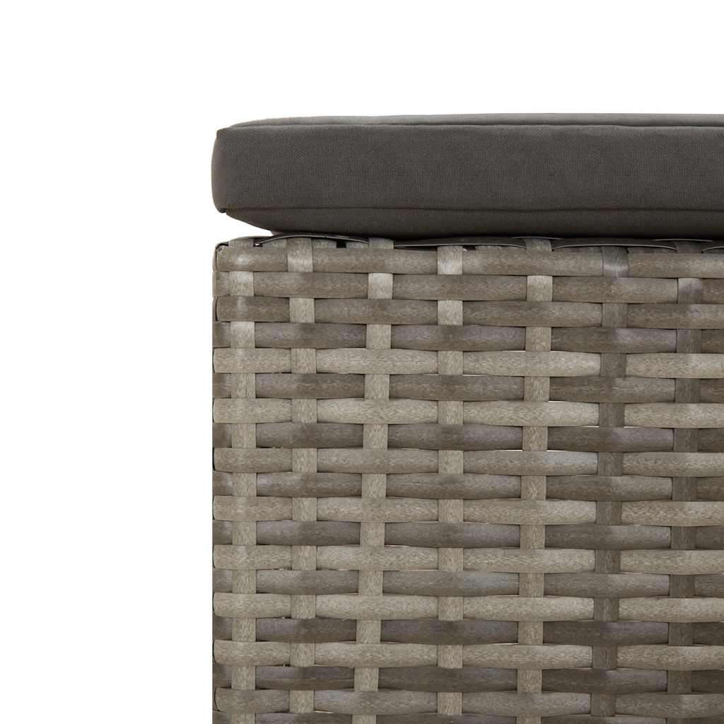 Repose-pieds de jardin avec coussin en polyrotin gris - XIOS