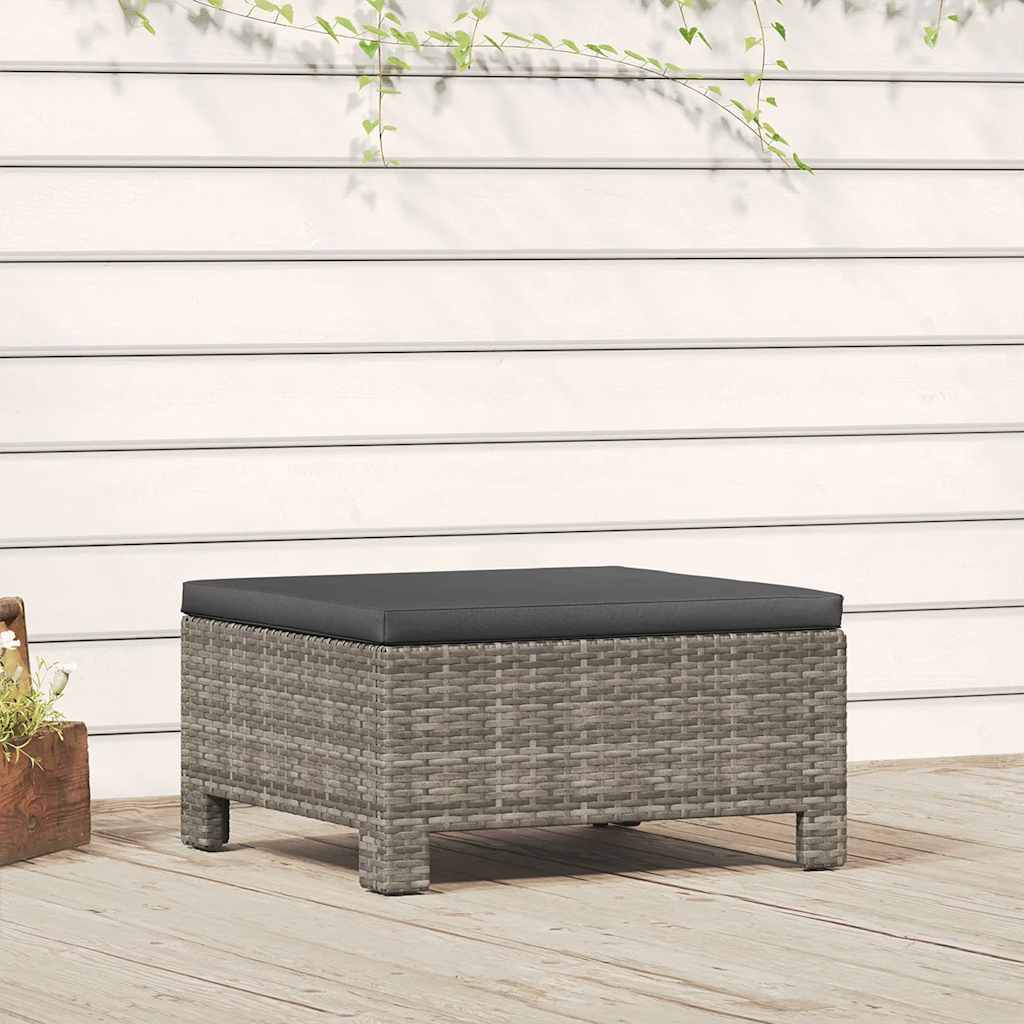 Repose-pieds de jardin avec coussin en polyrotin gris - XIOS