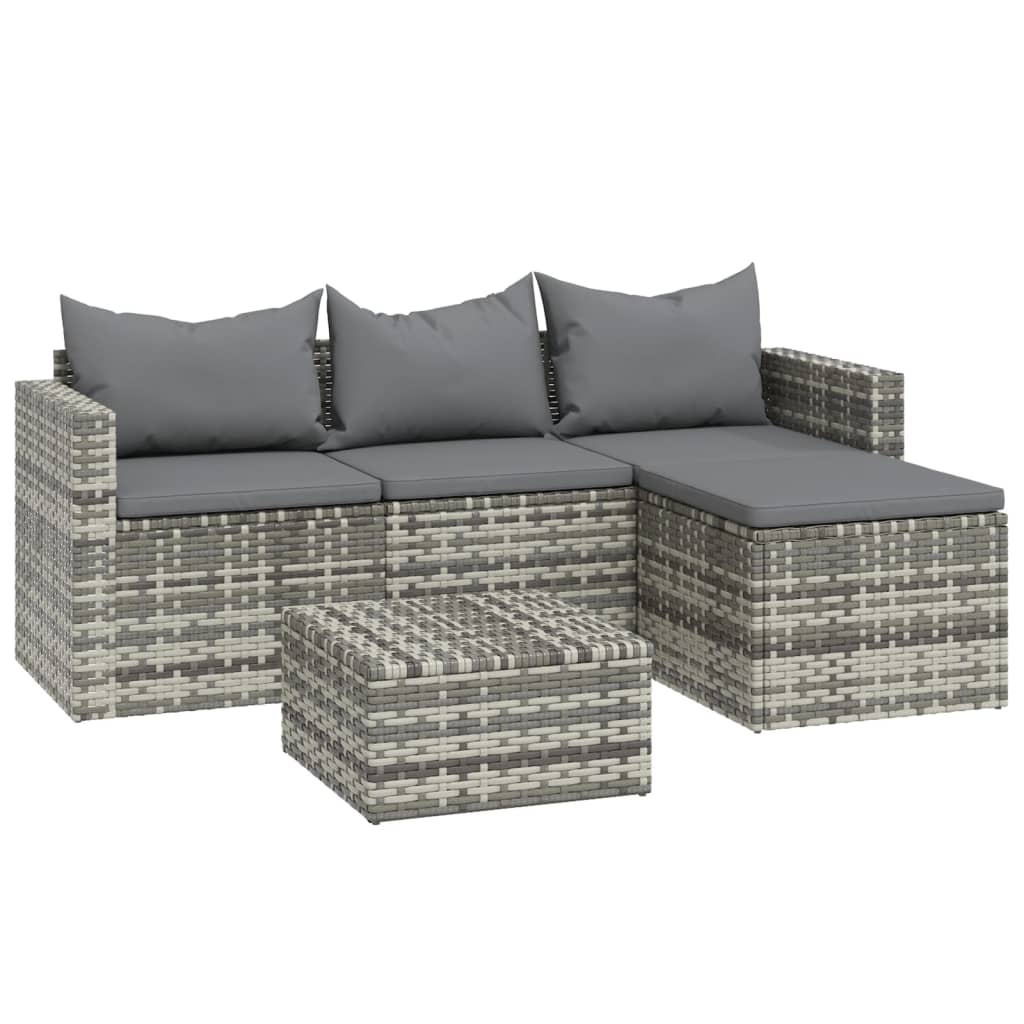Salon de jardin 3 pcs avec coussins Gris Résine tressée - XIOS