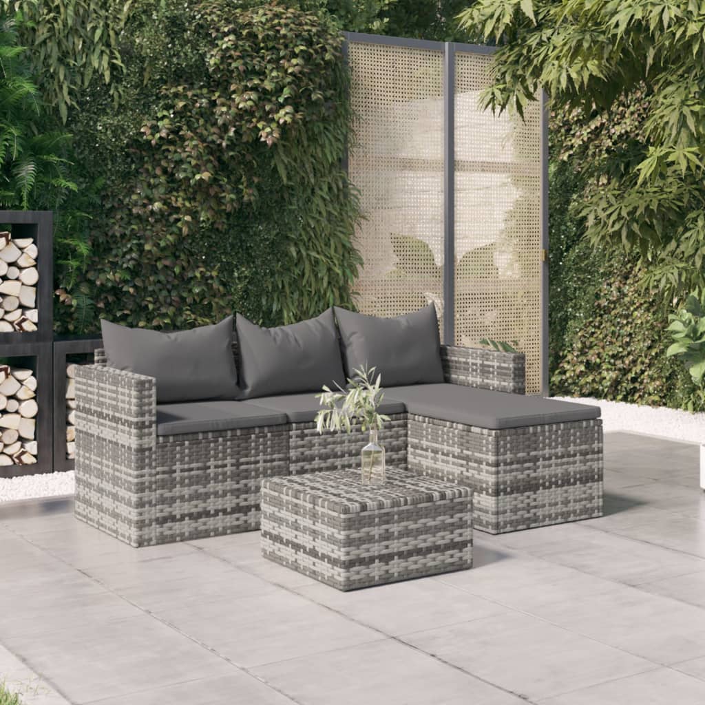Salon de jardin 3 pcs avec coussins Gris Résine tressée - XIOS