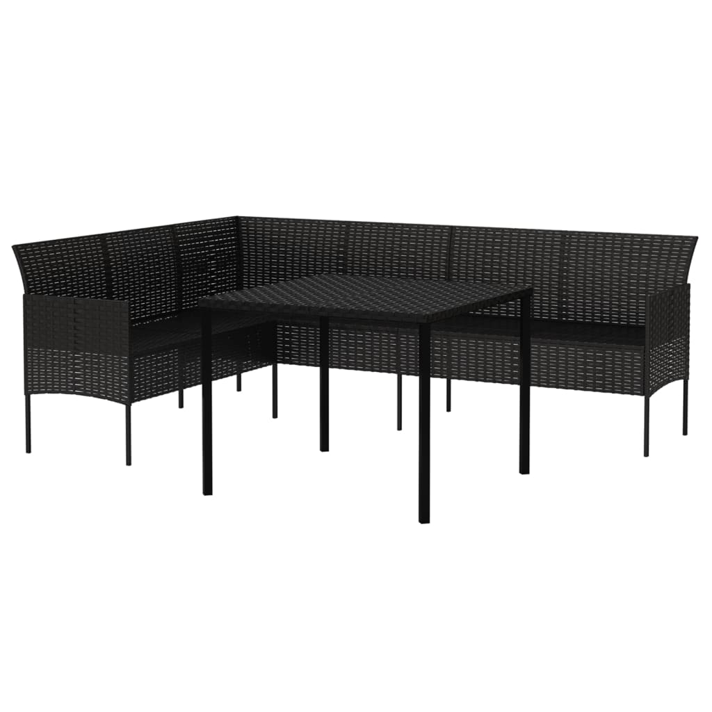 Ensemble à manger de jardin coussins 2pcs noir résine tressée - XIOS