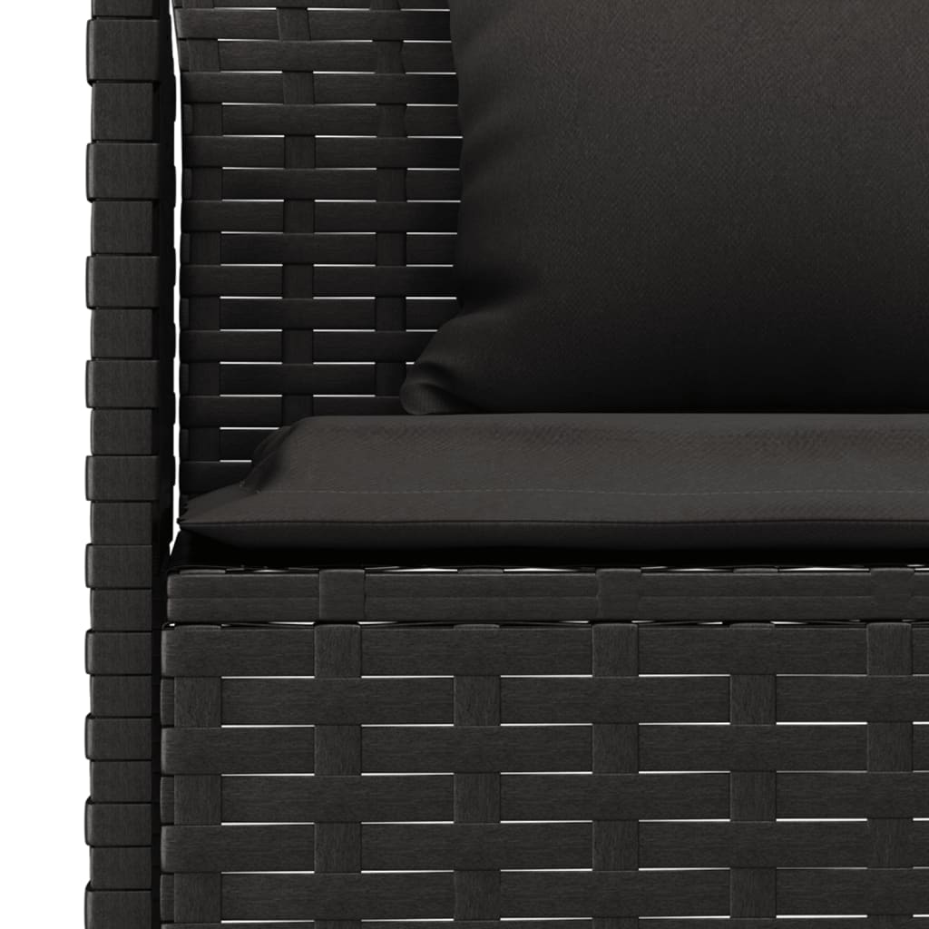 Ensemble à manger de jardin coussins 2pcs noir résine tressée - XIOS