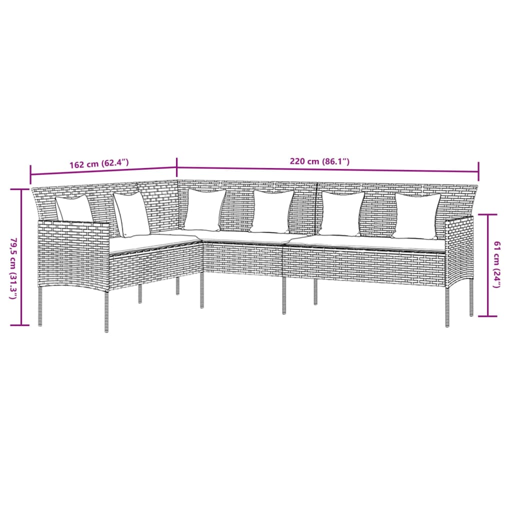 Ensemble à manger de jardin coussins 2pcs noir résine tressée - XIOS