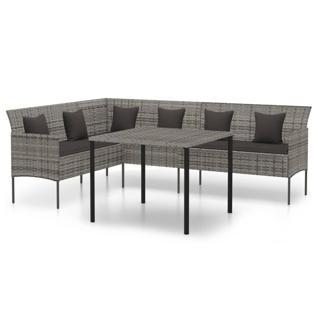 Ensemble à manger de jardin et coussins 2 pcs gris rotin - XIOS
