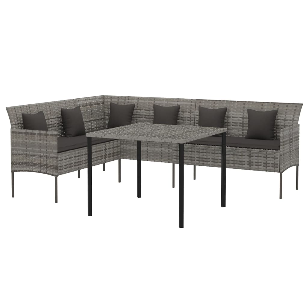 Ensemble à manger de jardin et coussins 2 pcs gris rotin - XIOS