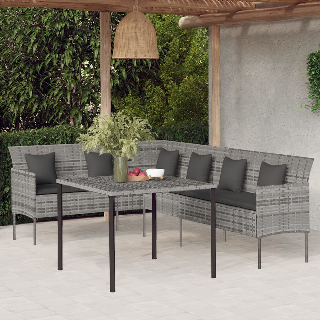Ensemble à manger de jardin et coussins 2 pcs gris rotin - XIOS