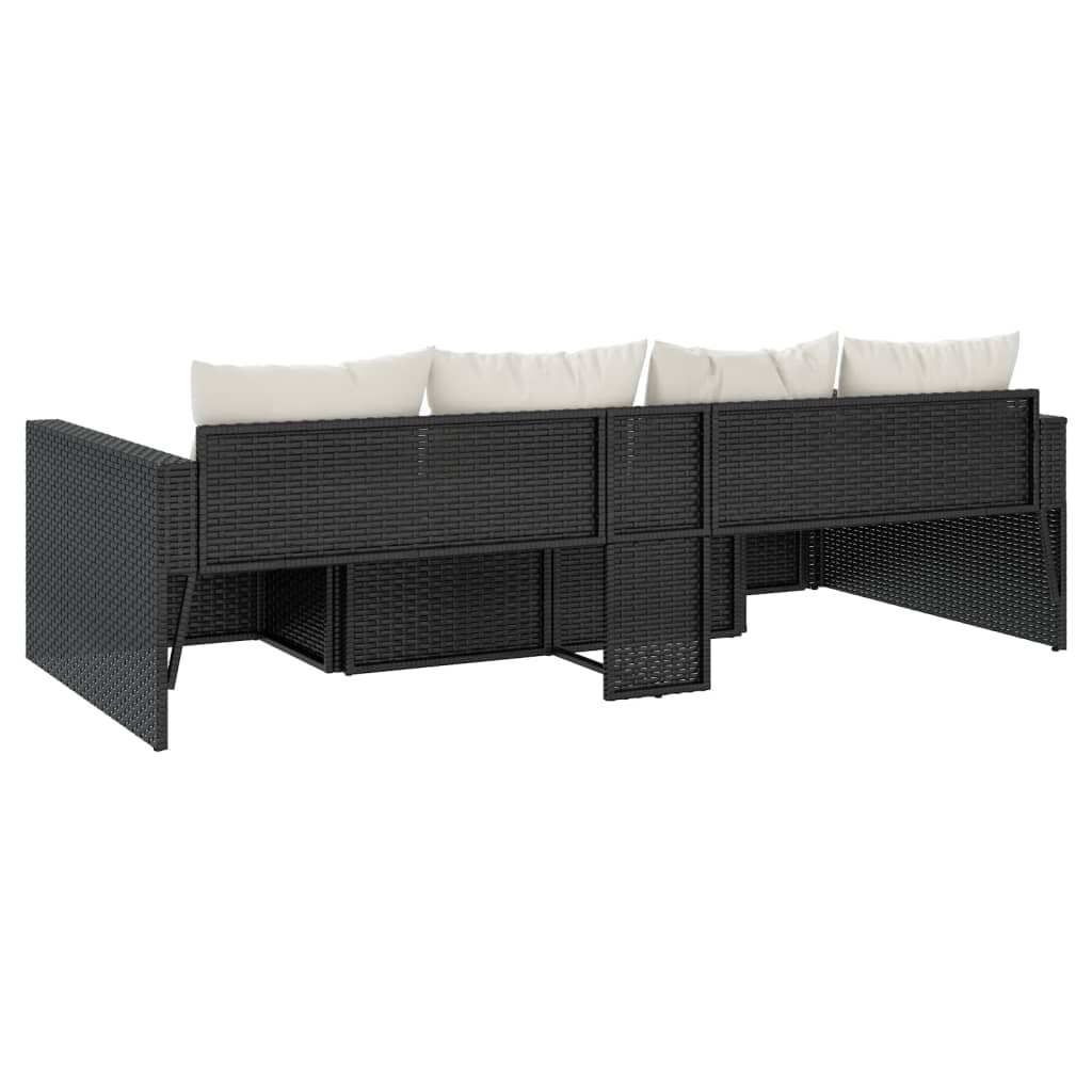 Salon de jardin 2 pcs avec coussins Noir Résine tressée Salons de jardin vidaXL