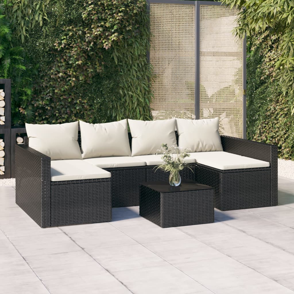 Salon de jardin 2 pcs avec coussins Noir Résine tressée Salons de jardin vidaXL