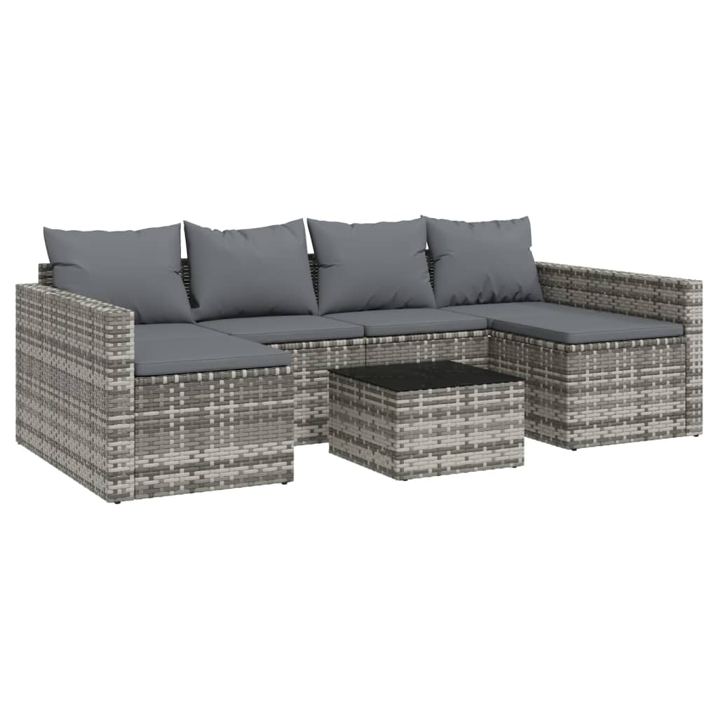 Salon de jardin 2 pcs avec coussins Gris Résine tressée Salons de jardin vidaXL