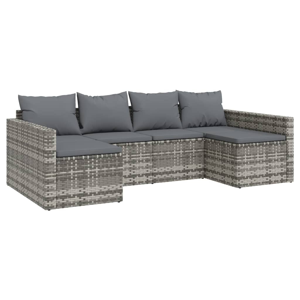 Salon de jardin 2 pcs avec coussins Gris Résine tressée Salons de jardin vidaXL