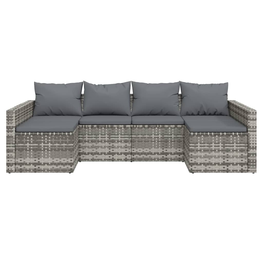 Salon de jardin 2 pcs avec coussins Gris Résine tressée Salons de jardin vidaXL
