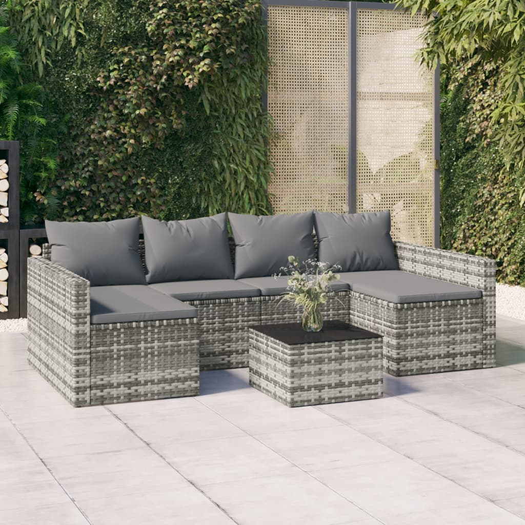 Salon de jardin 2 pcs avec coussins Gris Résine tressée Salons de jardin vidaXL