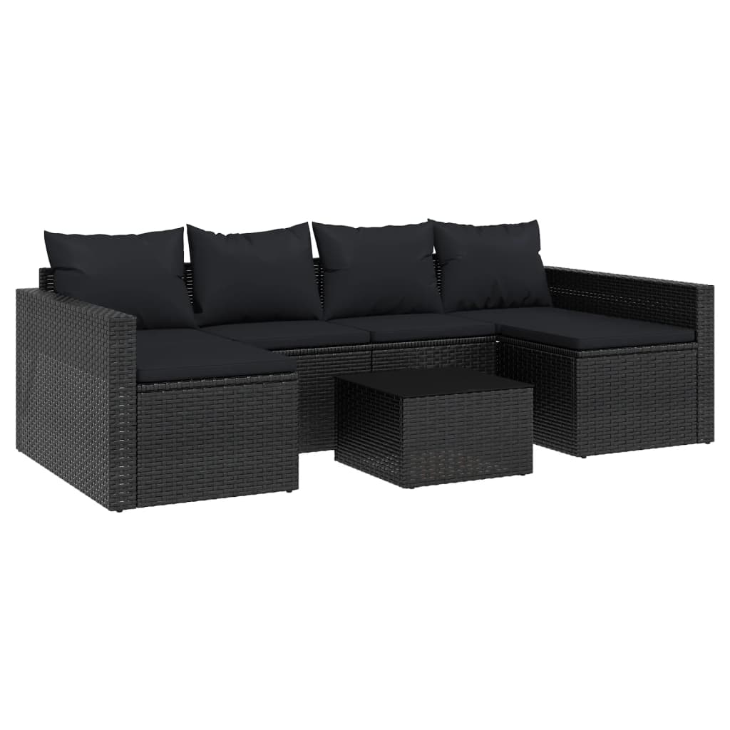 Salon de jardin 2 pcs avec coussins Noir Résine tressée - XIOS