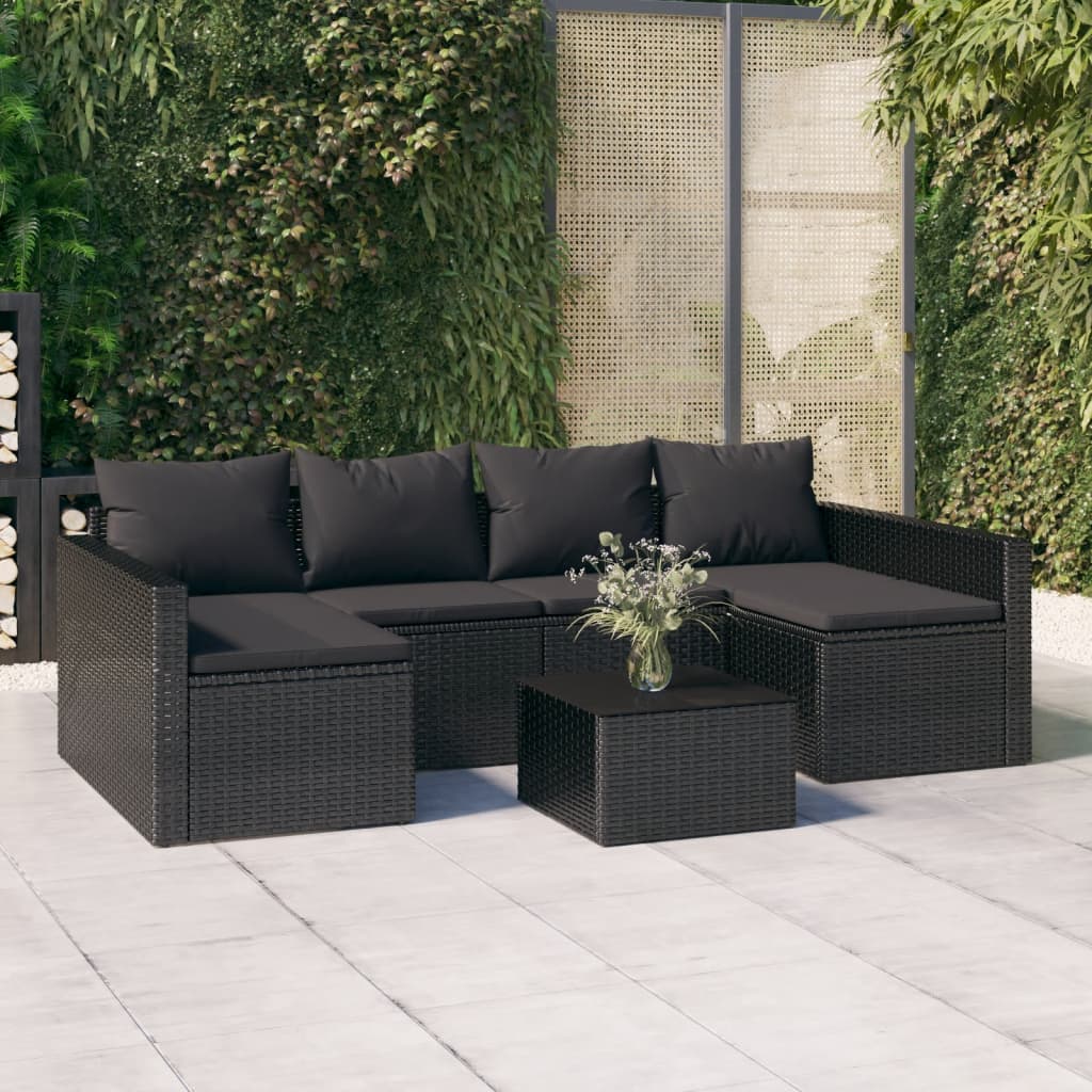 Salon de jardin 2 pcs avec coussins Noir Résine tressée - XIOS