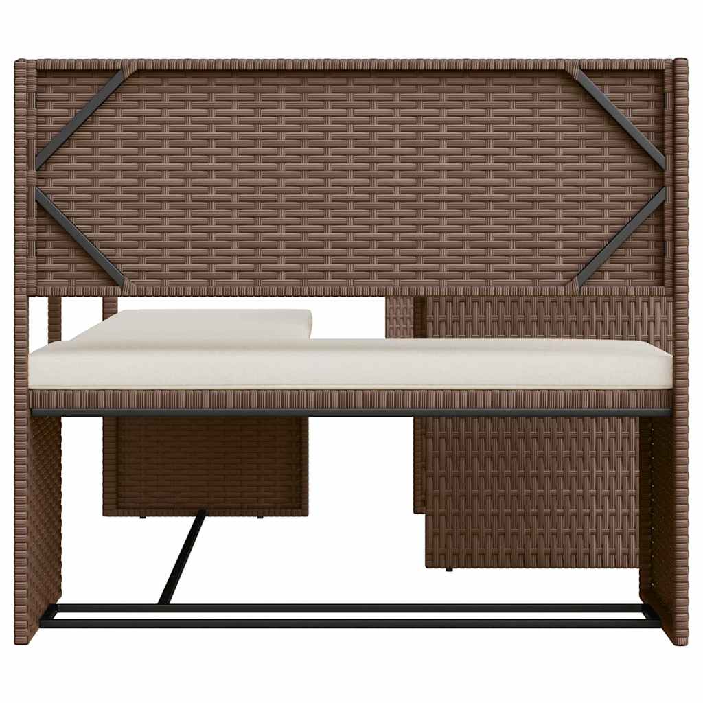 Canapé de jardin avec table et coussins en forme de L marron - XIOS