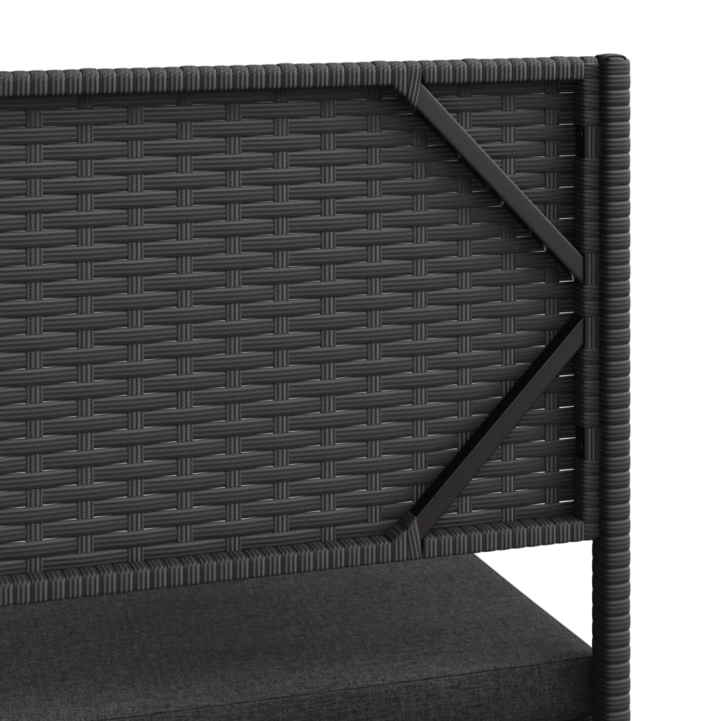 Canapé de jardin avec table et coussins en forme de L noir - XIOS