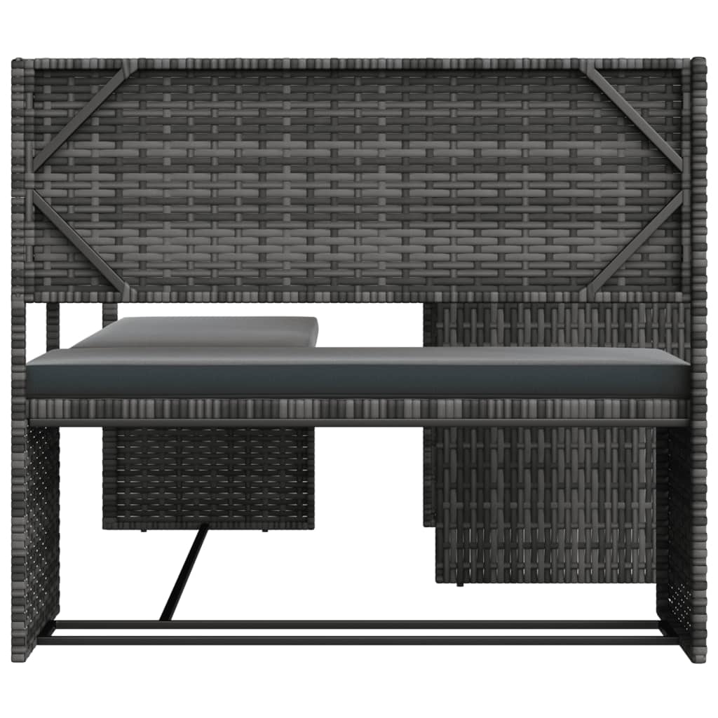 Canapé de jardin avec table et coussins en forme de L gris - XIOS