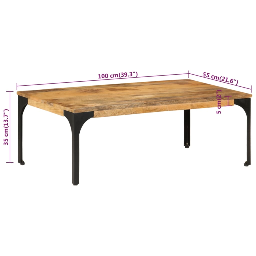 Table basse 100x55x35 cm bois de manguier massif - XIOS