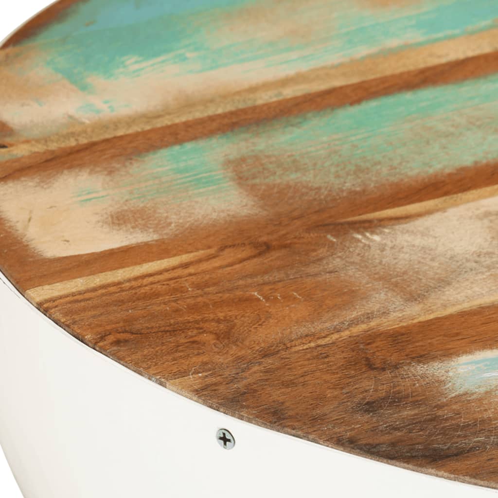 Table basse en forme de bol blanc bois de récupération massif - XIOS