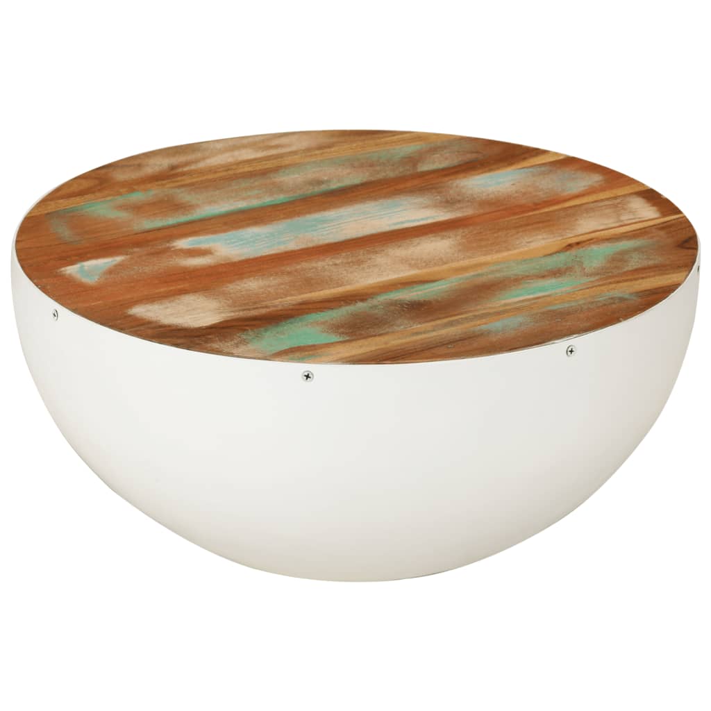 Table basse en forme de bol blanc bois de récupération massif - XIOS