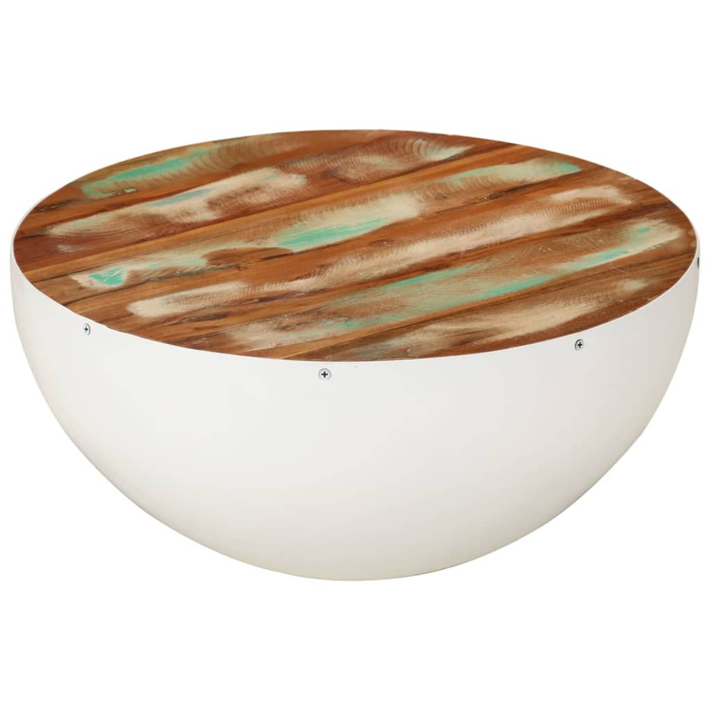 Table basse en forme de bol blanc bois de récupération massif - XIOS