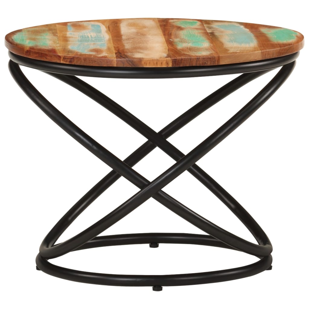 Table basse Ø50x40 cm bois de récupération massif et acier - XIOS