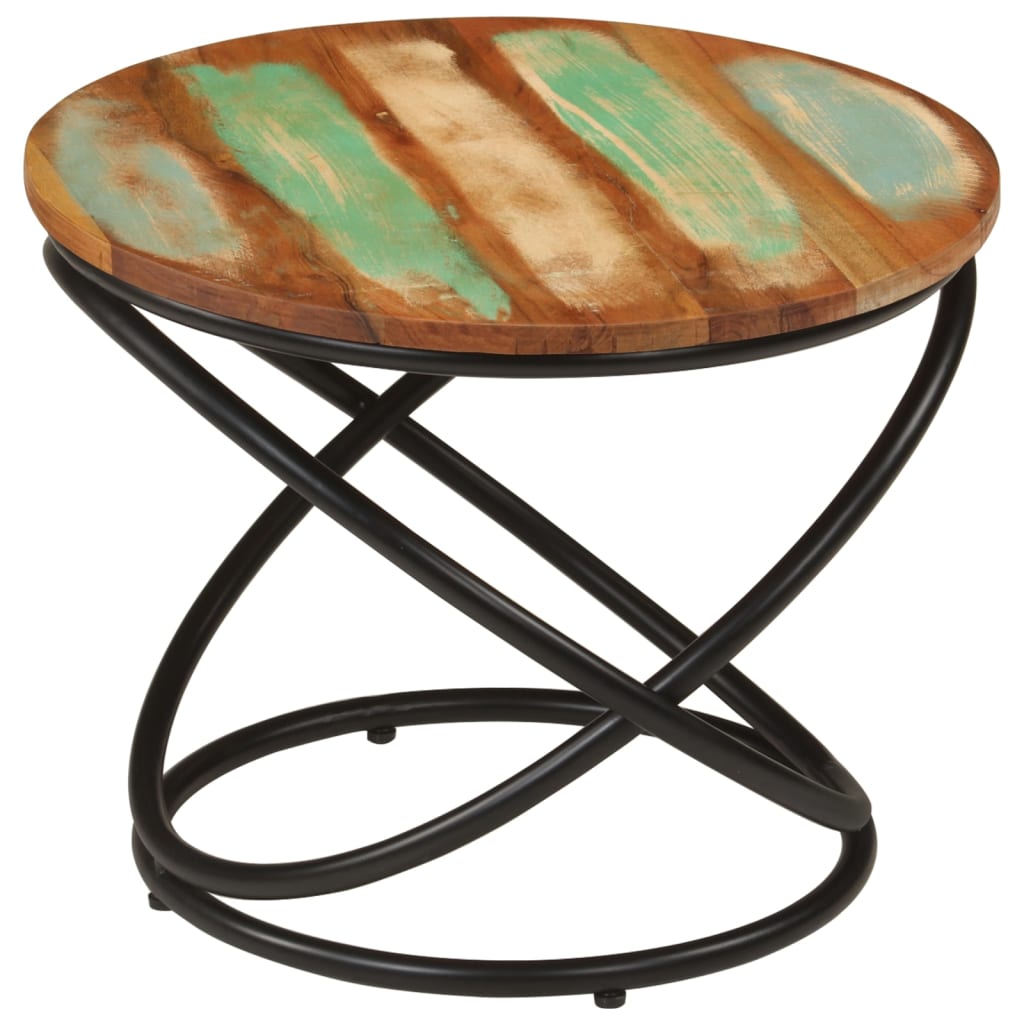 Table basse Ø50x40 cm bois de récupération massif et acier - XIOS