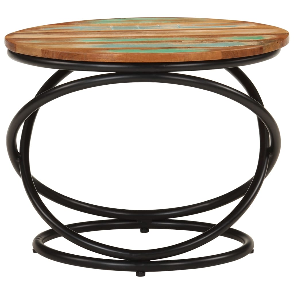 Table basse Ø50x40 cm bois de récupération massif et acier - XIOS