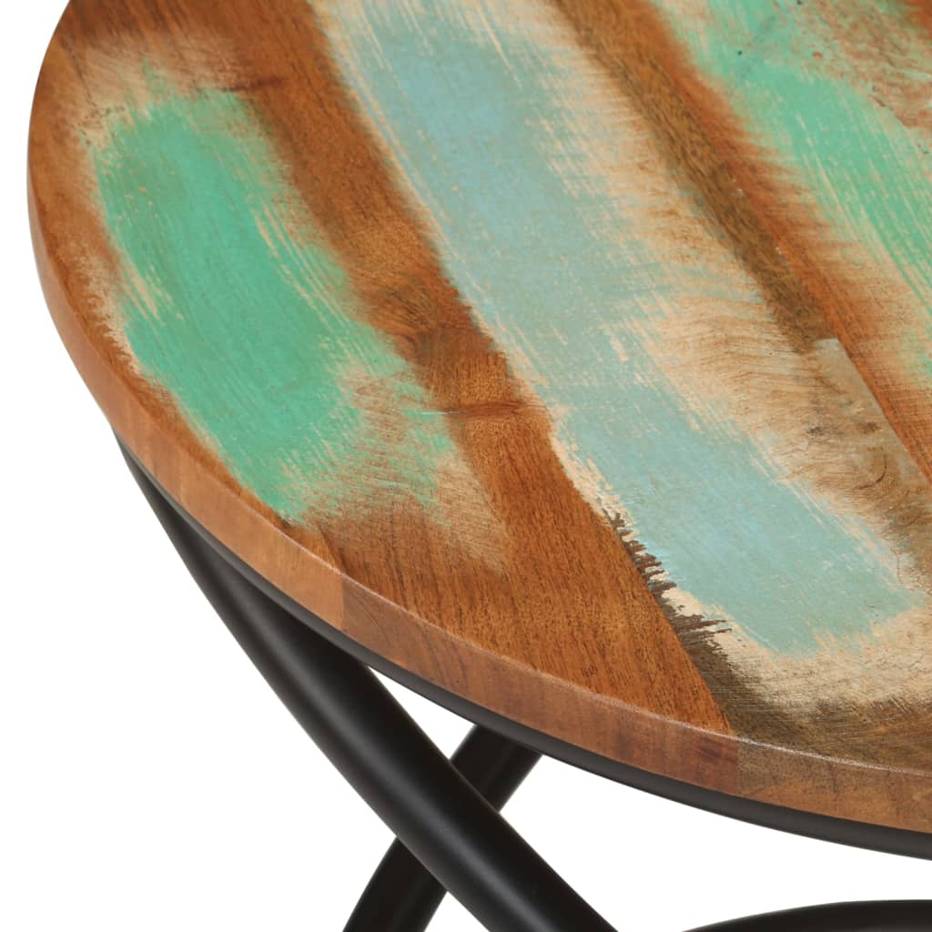 Table basse Ø50x40 cm bois de récupération massif et acier - XIOS