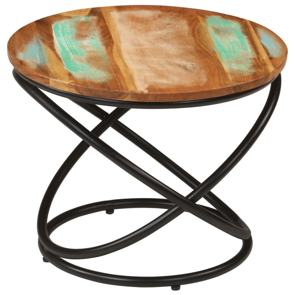 Table basse Ø50x40 cm bois de récupération massif et acier - XIOS