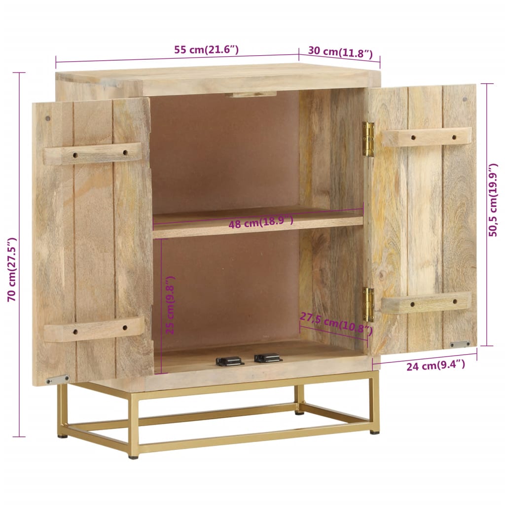 Buffet avec 2 portes 55x30x70 cm bois massif de manguier - XIOS