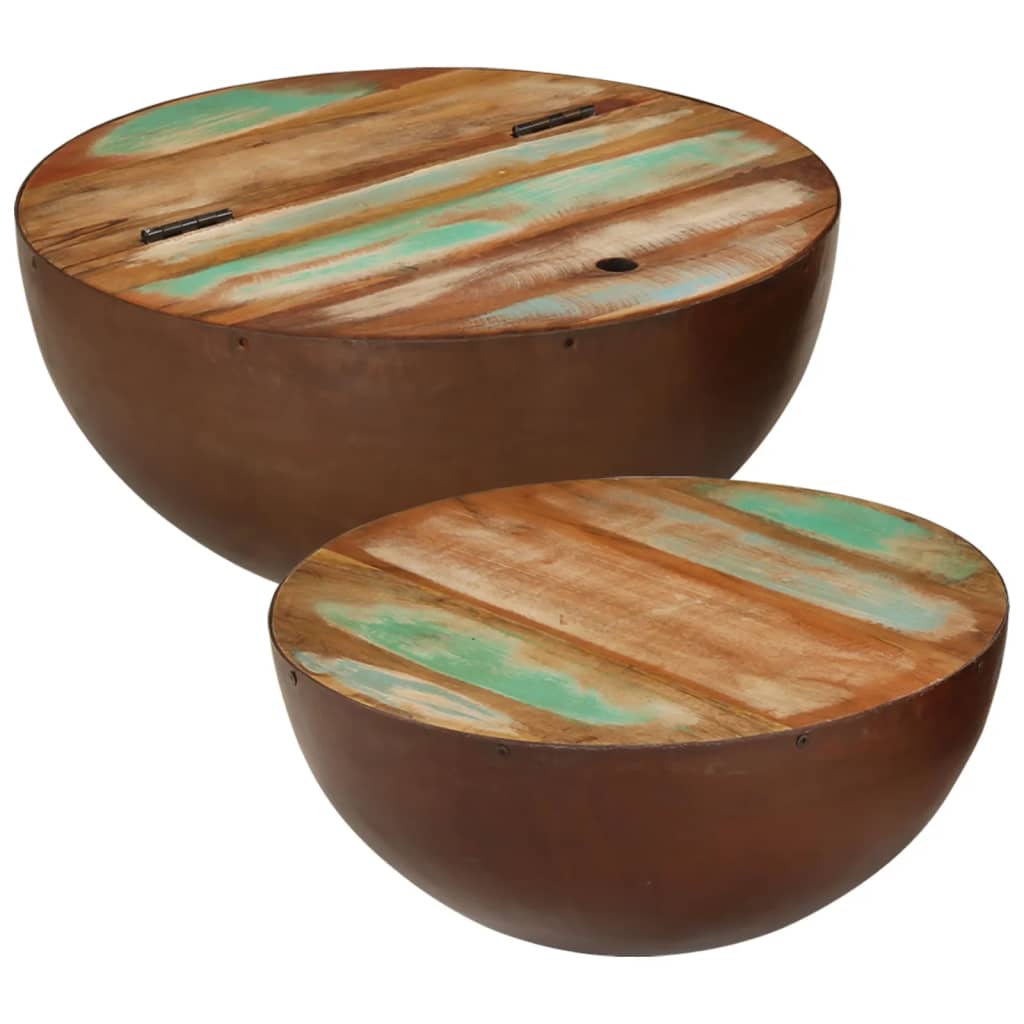 Tables basses en forme de bol 2 pcs bois de récupération massif - XIOS